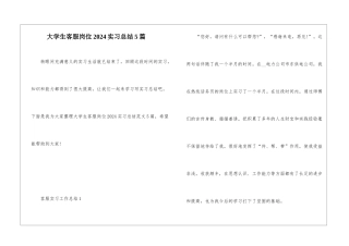 大学生客服岗位2024实习总结5篇
