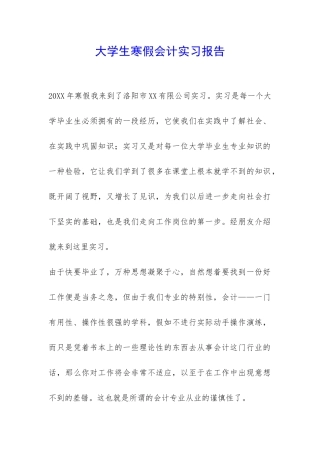 大学生寒假会计实习报告-