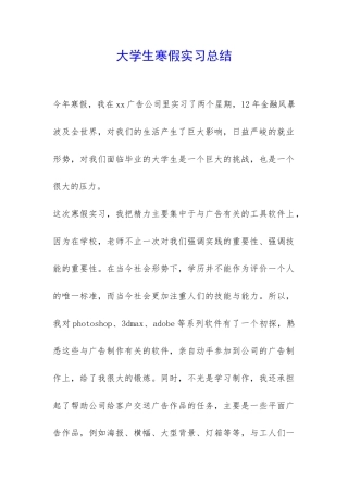 大学生寒假实习总结-