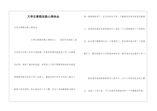大学生寒假实践心得体会