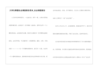 大学生寒假社会调查报告范本-社会调查报告