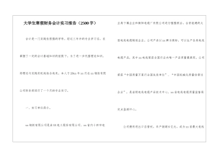 大学生寒假财务会计实习报告