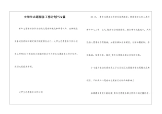 大学生志愿服务工作计划书5篇