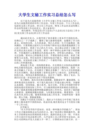 大学生文秘工作实习总结怎么写