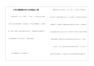 大学生暑假银行实习自我鉴定5篇