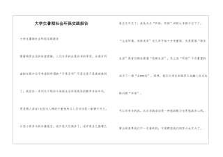 大学生暑期社会环保实践报告