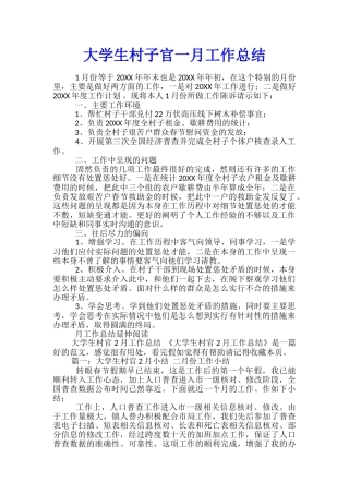 大学生村子官一月工作总结