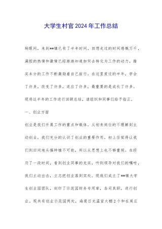 大学生村官2024年工作总结-