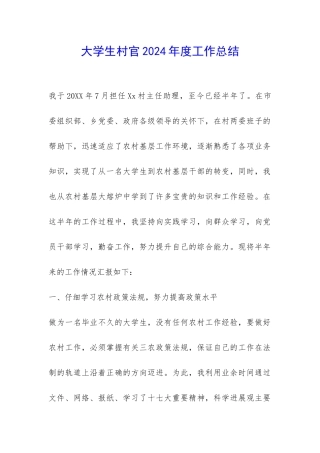 大学生村官2024年度工作总结-