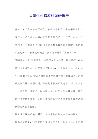 大学生村官农村调研报告-