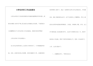 大学生村官工作总结报告