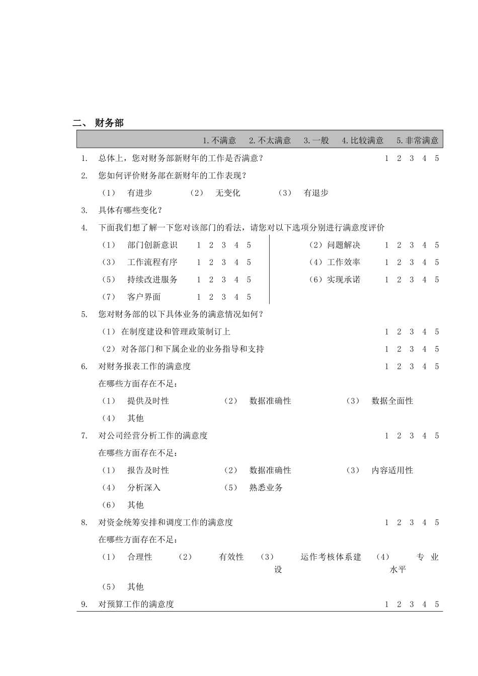 内部满意度调查问卷（部门经理用）_第2页
