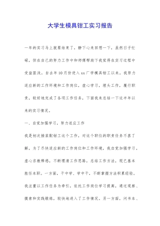 大学生模具钳工实习报告-