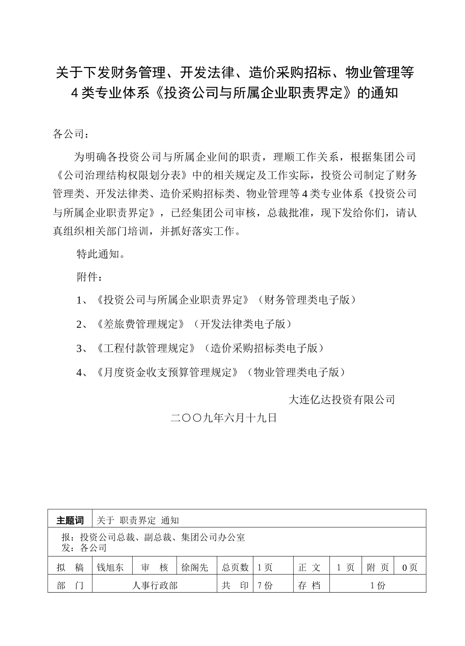 内部通报（关于下发制度的通知）_第1页