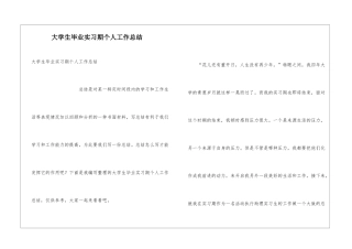 大学生毕业实习期个人工作总结