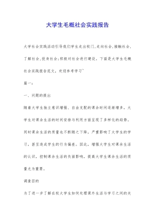 大学生毛概社会实践报告-