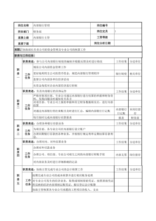 内部银行管理岗位说明书