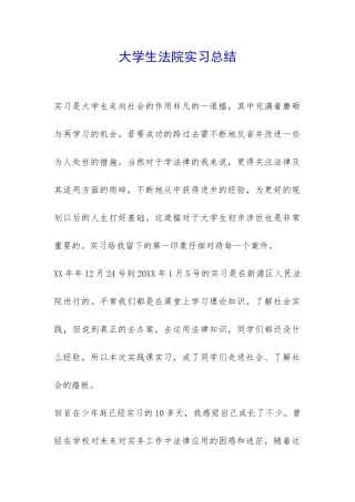 大学生法院实习总结-