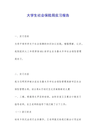 大学生社会保险局实习报告-
