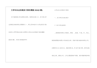 大学生社会实践实习报告模板2024
