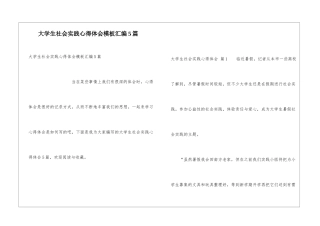 大学生社会实践心得体会模板汇编5篇