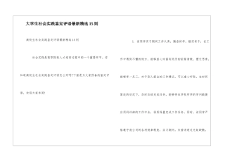 大学生社会实践鉴定评语最新精选15则