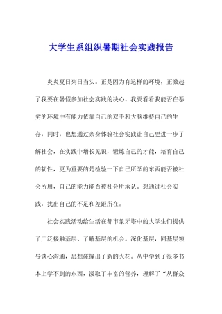 大学生系组织暑期社会实践报告
