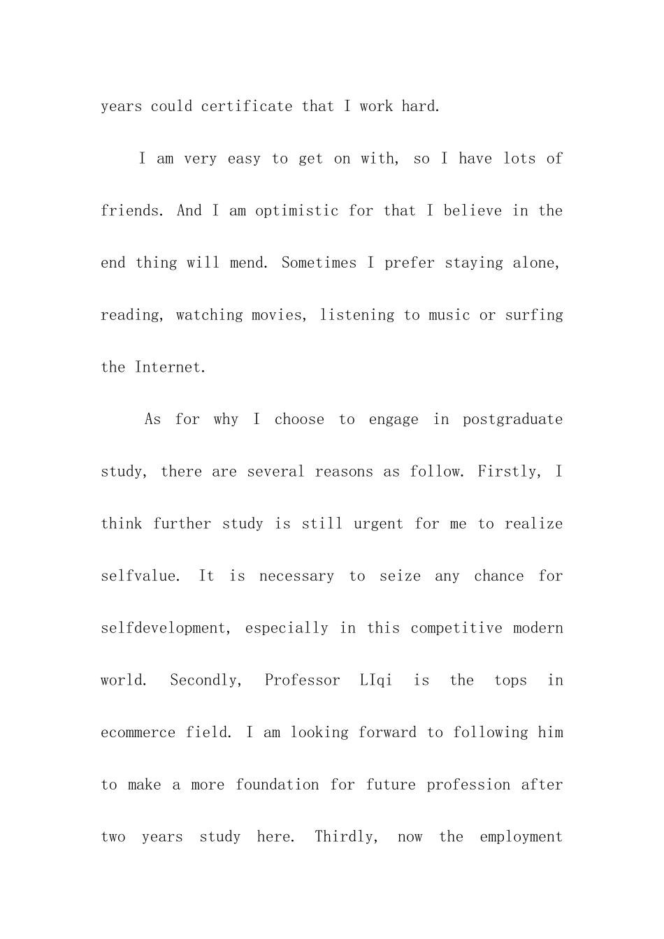 大学生考研面试英文自我鉴定_第2页