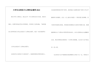 大学生自我实习心得体会通用2024