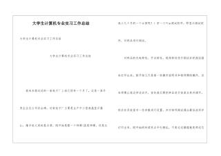 大学生计算机专业实习工作总结