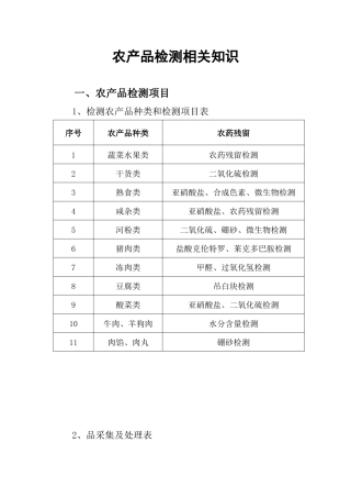 农产品检测相关知识
