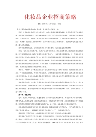 化妆品企业招商策略与品牌策划方案