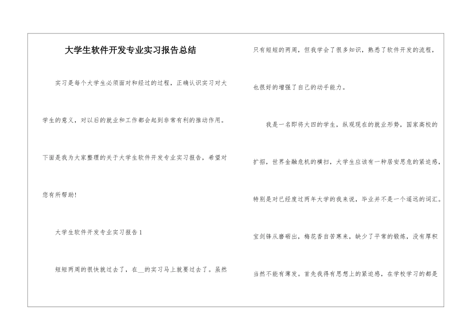大学生软件开发专业实习报告总结_第1页