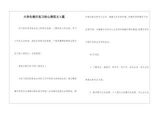 大学生银行实习的心得范文5篇
