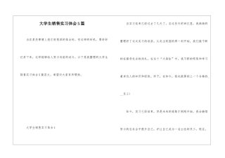 大学生销售实习体会5篇