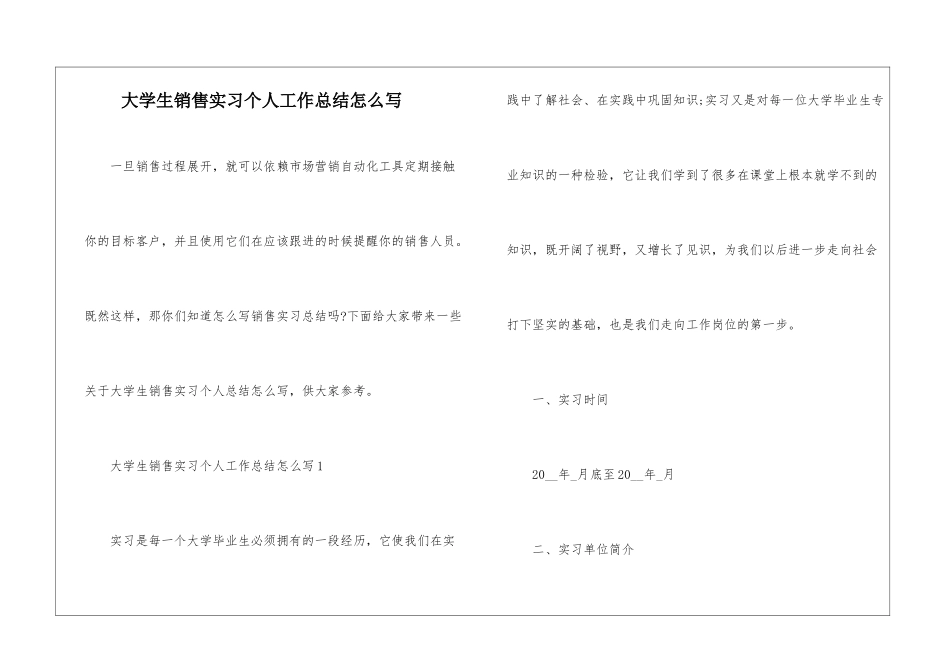 大学生销售实习个人工作总结怎么写_第1页