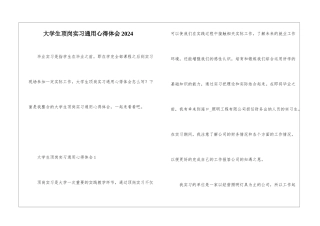 大学生顶岗实习通用心得体会2024