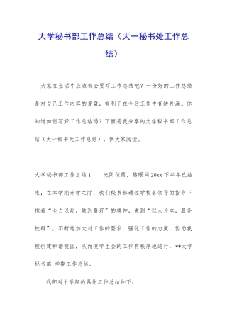 大学秘书部工作总结