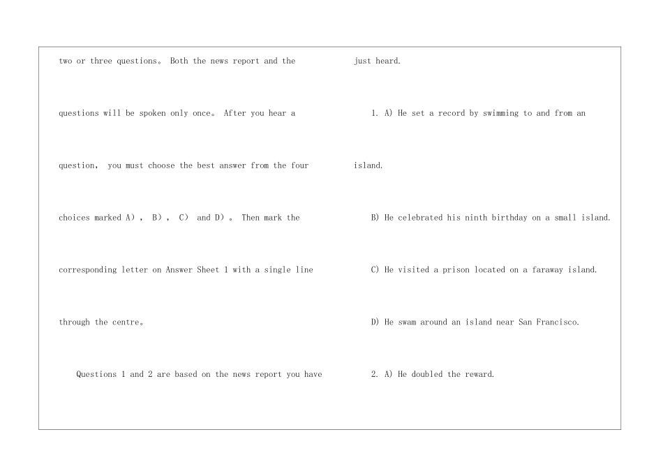 大学英语四级历年真题_第3页