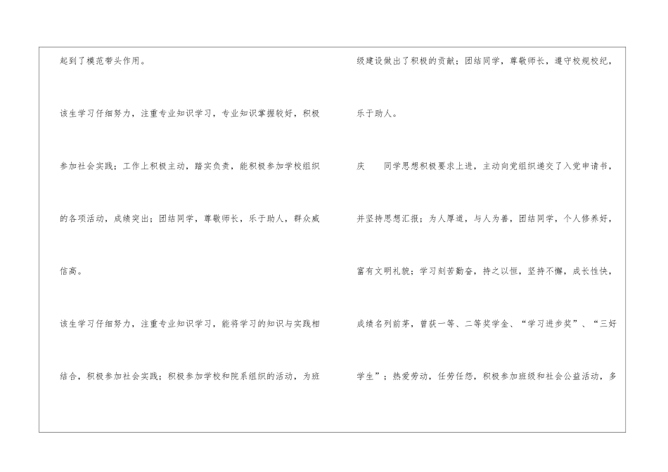 大学辅导员学生评语汇总_第3页