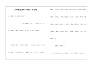 大学辅导员第一学期工作总结