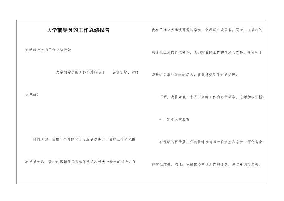 大学辅导员的工作总结报告_第1页