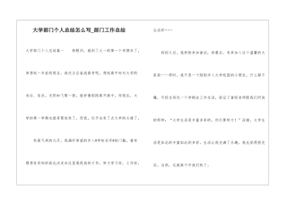 大学部门个人总结怎么写-部门工作总结