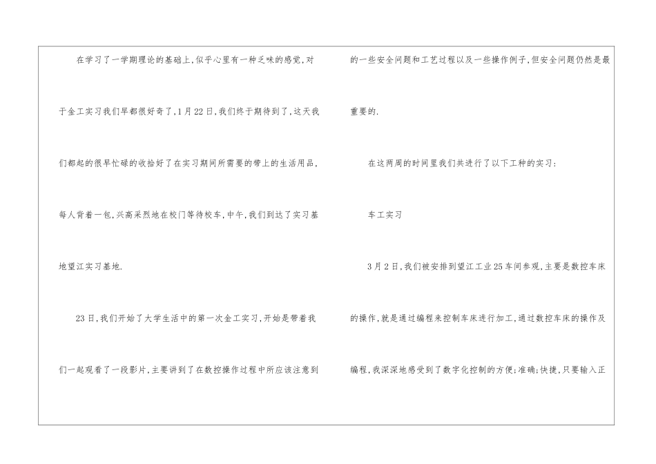 大学金工实习报告模板汇编五篇_第2页