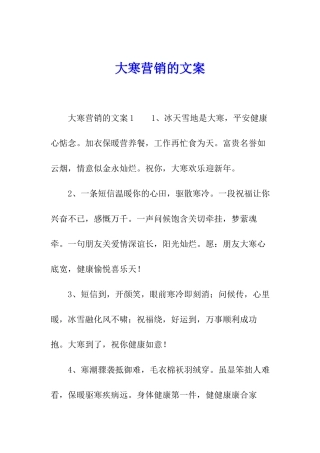 大寒营销的文案