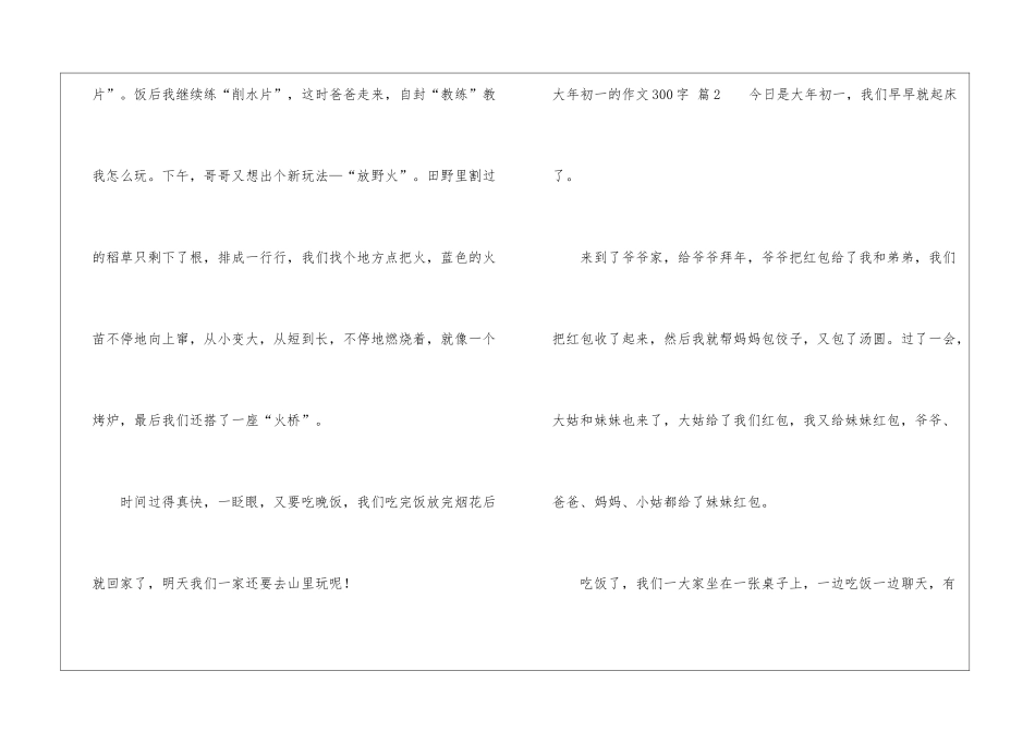 大年初一的作文300字锦集七篇_第2页