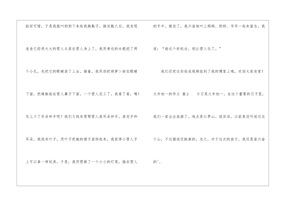 大年初一的作文集锦五篇_第2页