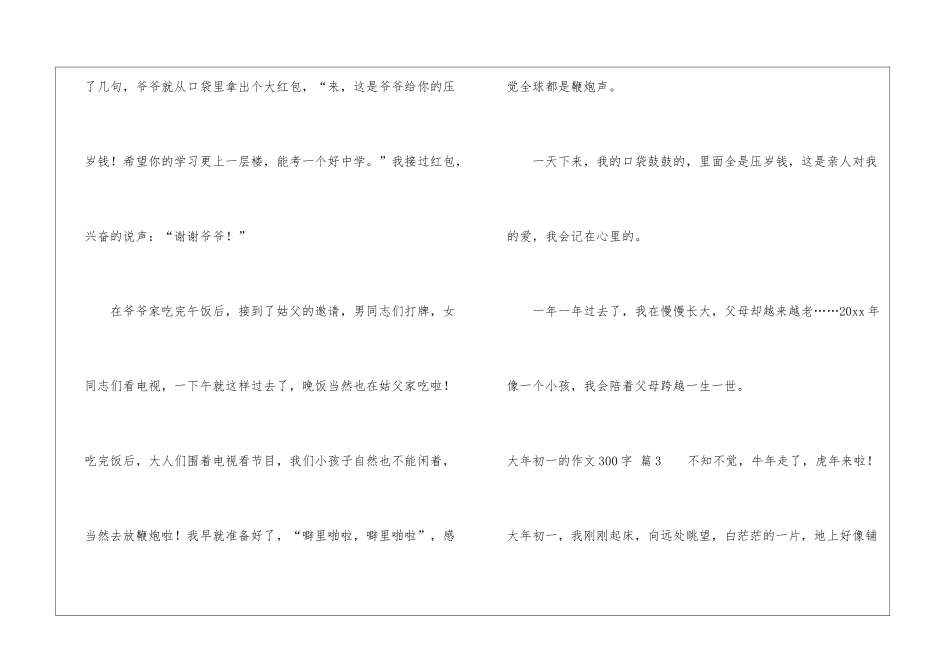 大年初一的作文300字集合8篇_第3页