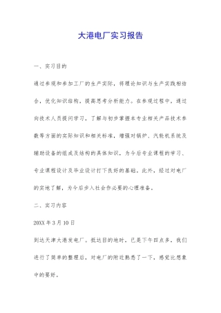 大港电厂实习报告-