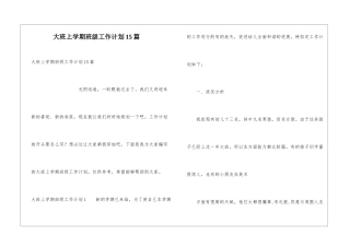 大班上学期班级工作计划15篇